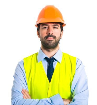 Workman with his arms crossed